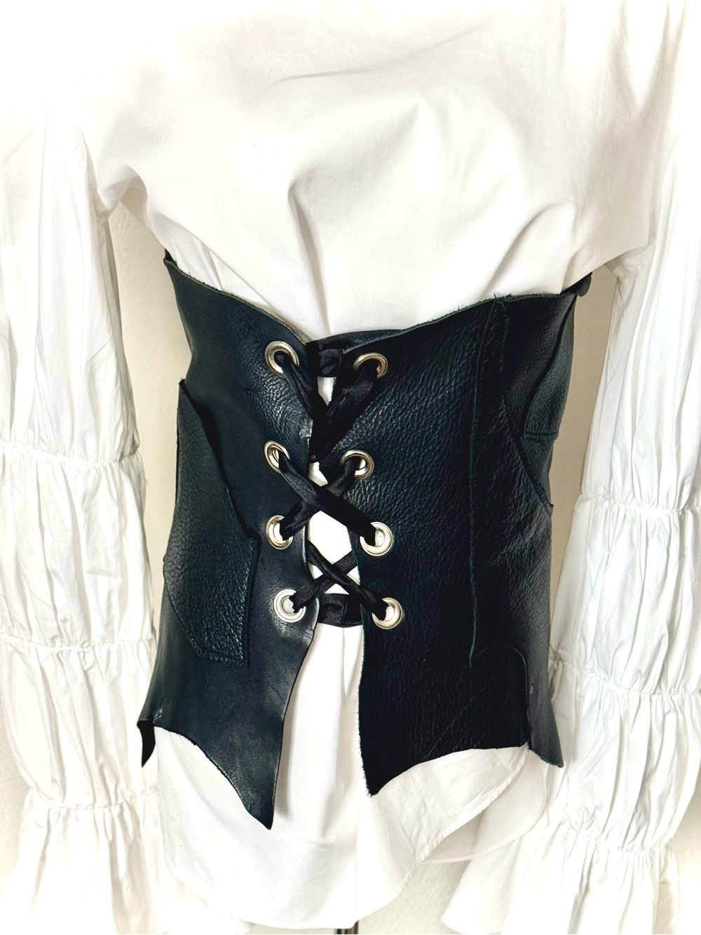 1 of 1 Whimsygoth Vintage Custom Leather Corset‎ Belt & Matching Hip Bag Set